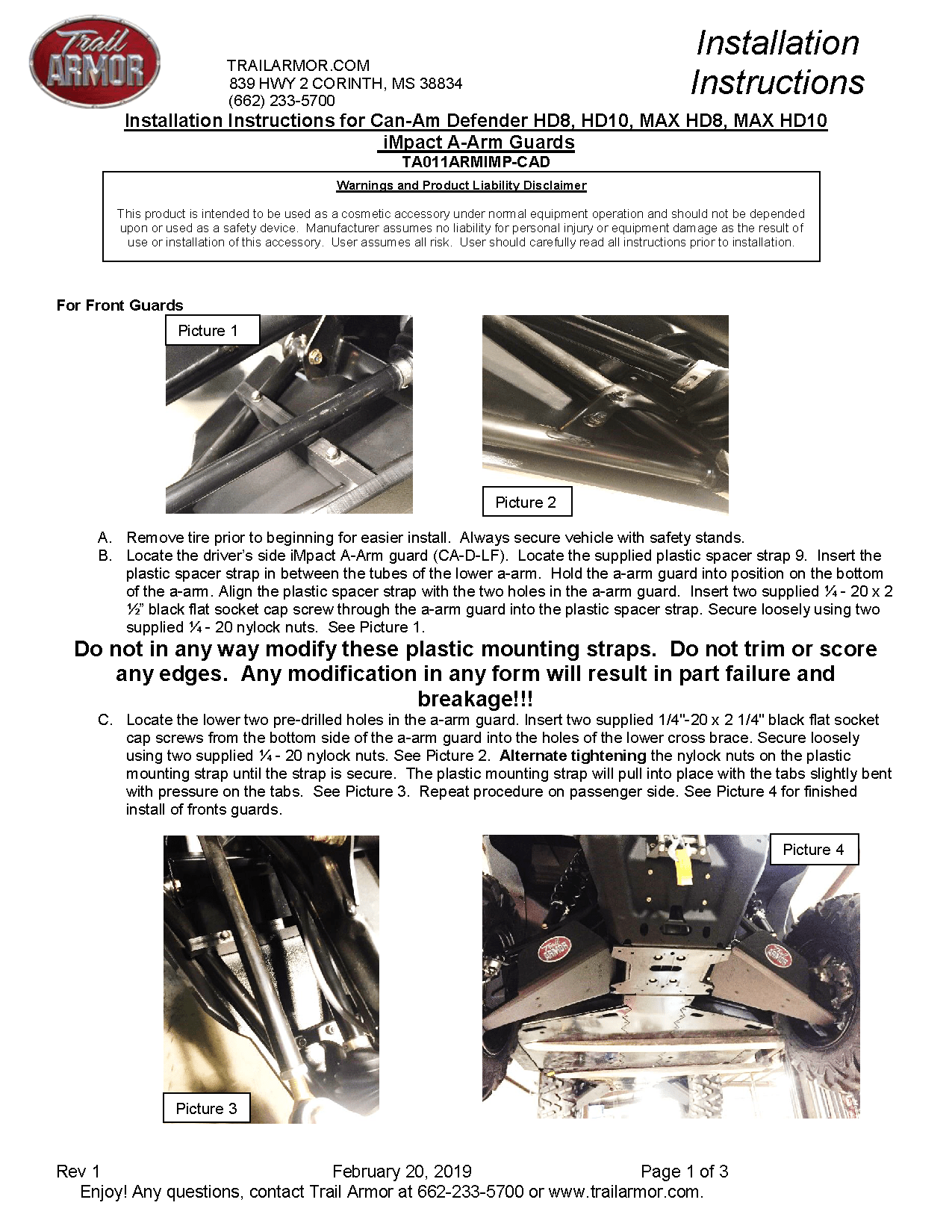 Trail Armor iMPACT A-Arm Guards for 2017+ Can-Am Defender