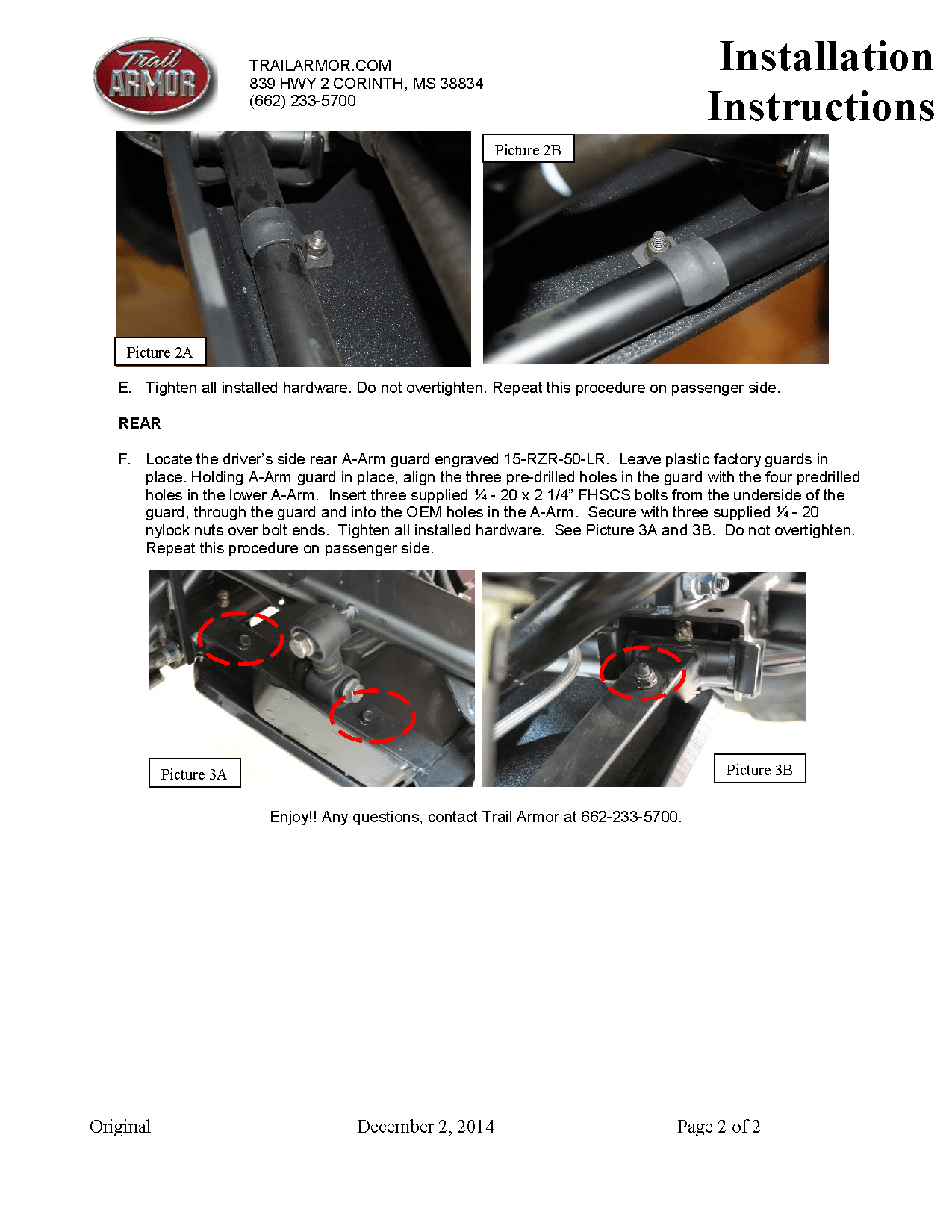 Trail Armor Ultimate iMpact A-Arm Guards Front and Rear for 2015-22 Polaris RZR Model