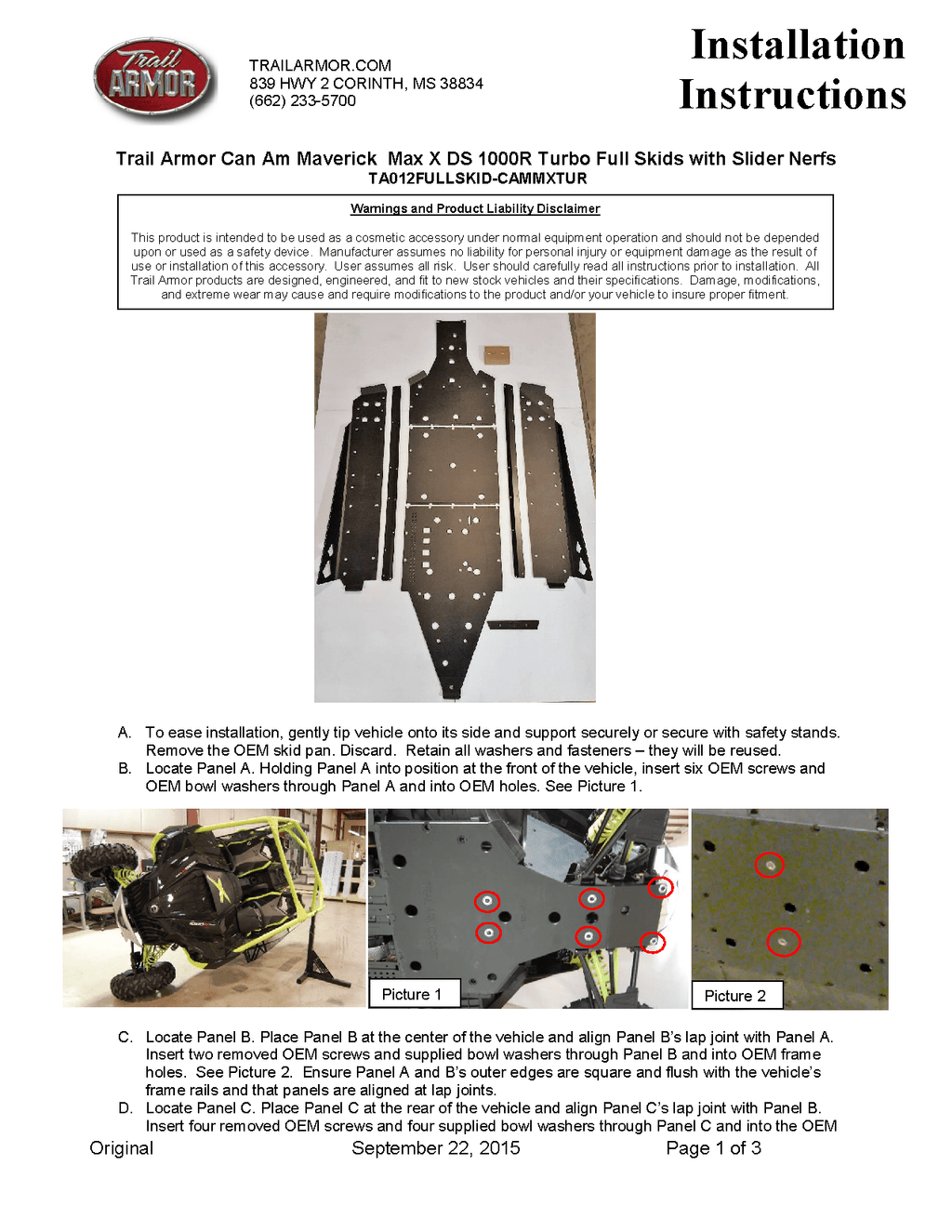 Trail Armor Full Skid Plate for 2015-18 Can-Am Maverick 1000R Max