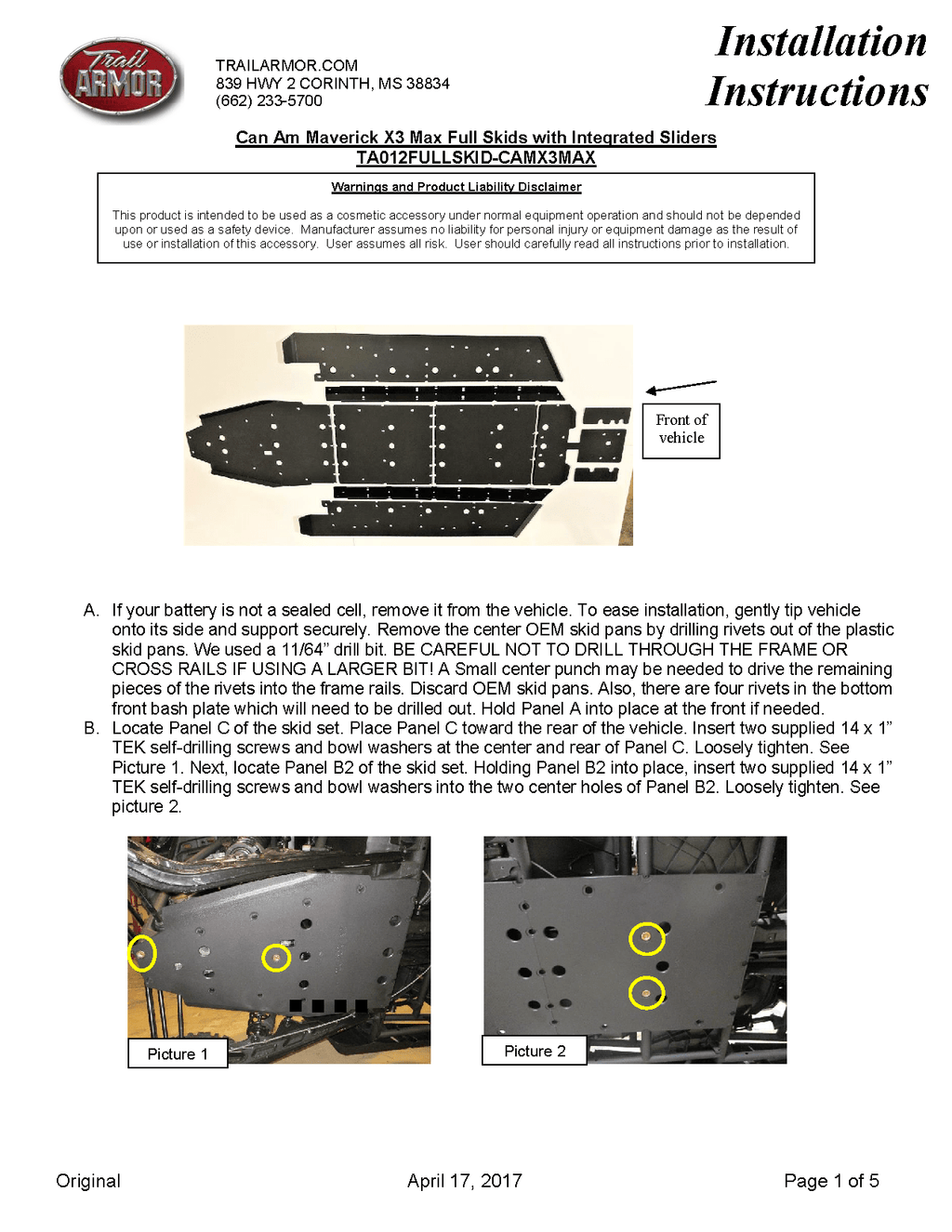 Trail Armor Full skid Plate for 2017+ Can-Am Maverick X3 Max