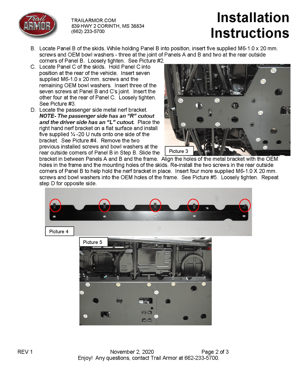 Trail Armor Full Skids for 2014-21 Honda Pioneer 700-4