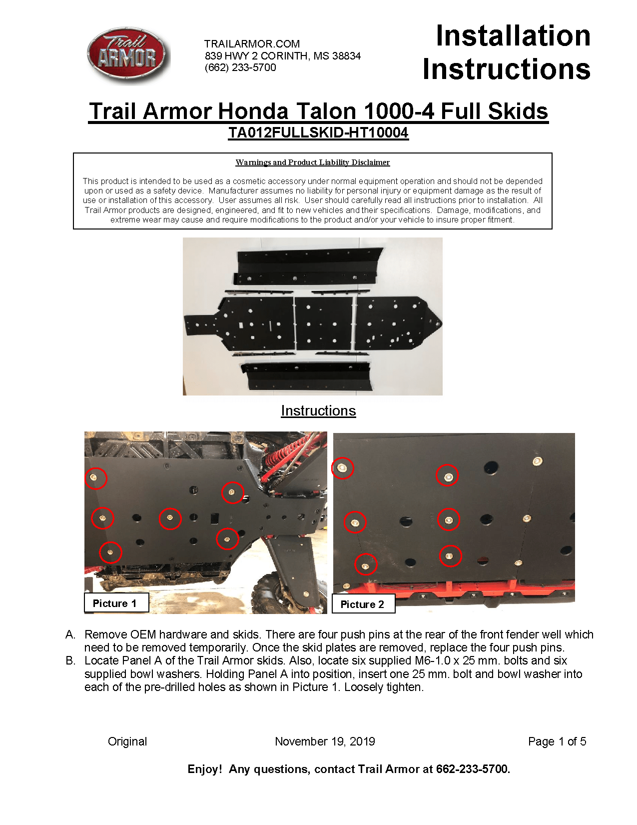 Trail Armor Full Skid Plate for Honda Talon 1000X-4