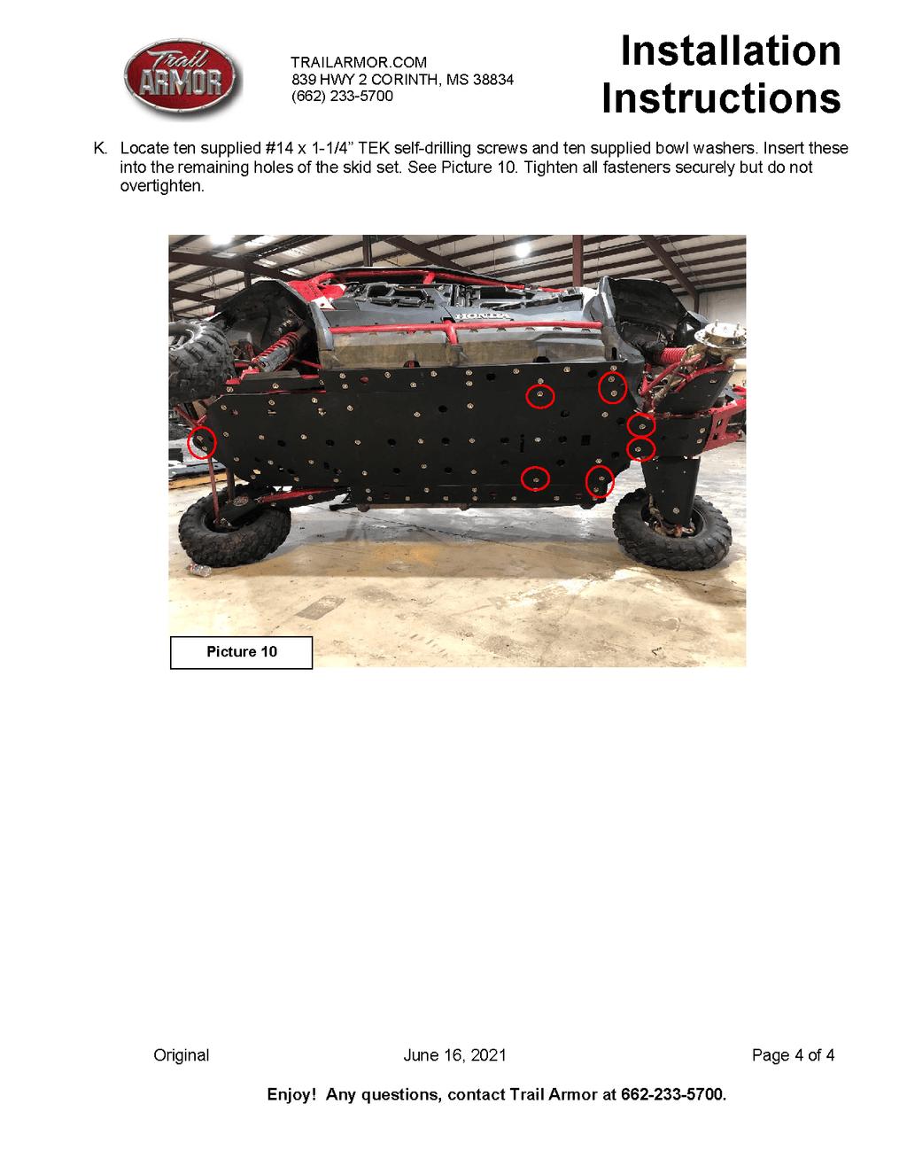 Trail Armor Full Skid Plate for Honda Talon 1000X-4