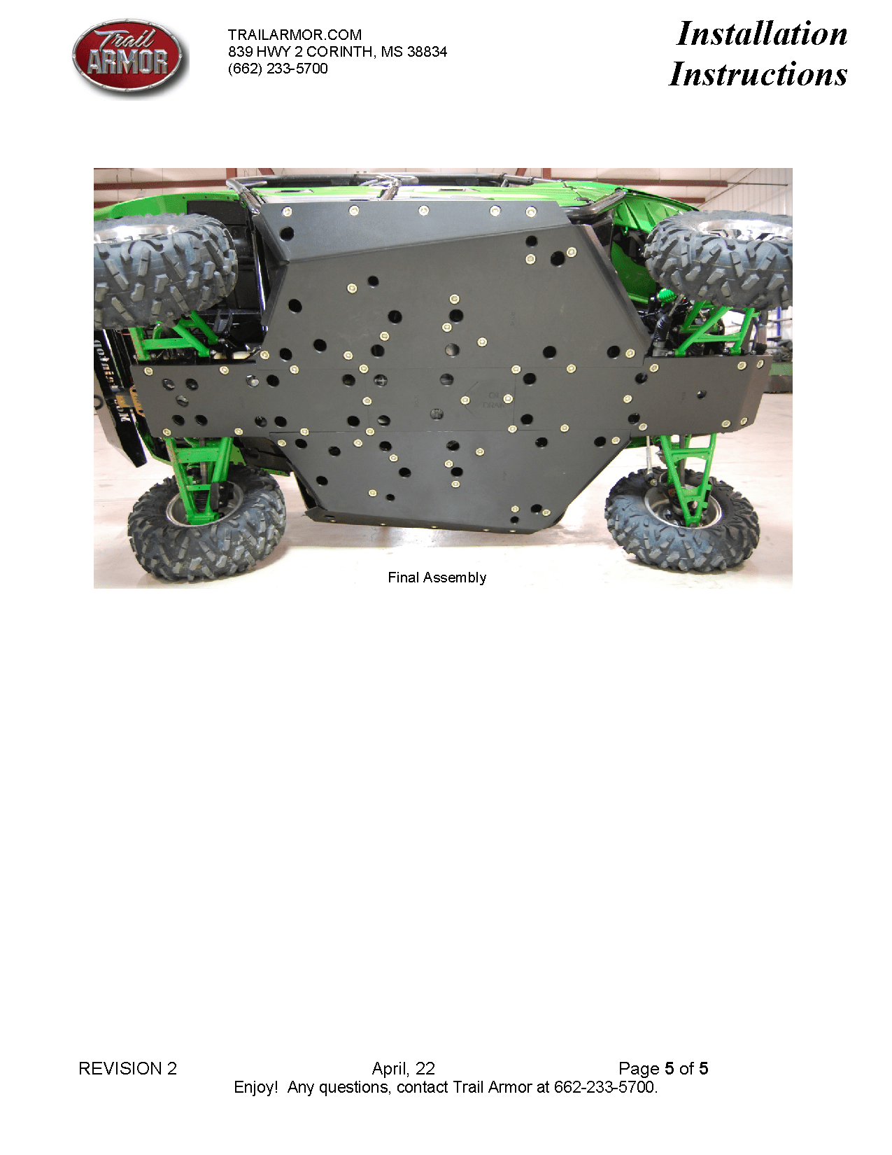 Trail Armor Full Skid Plate for 2012+ kawasaki Teryx / Teryx4