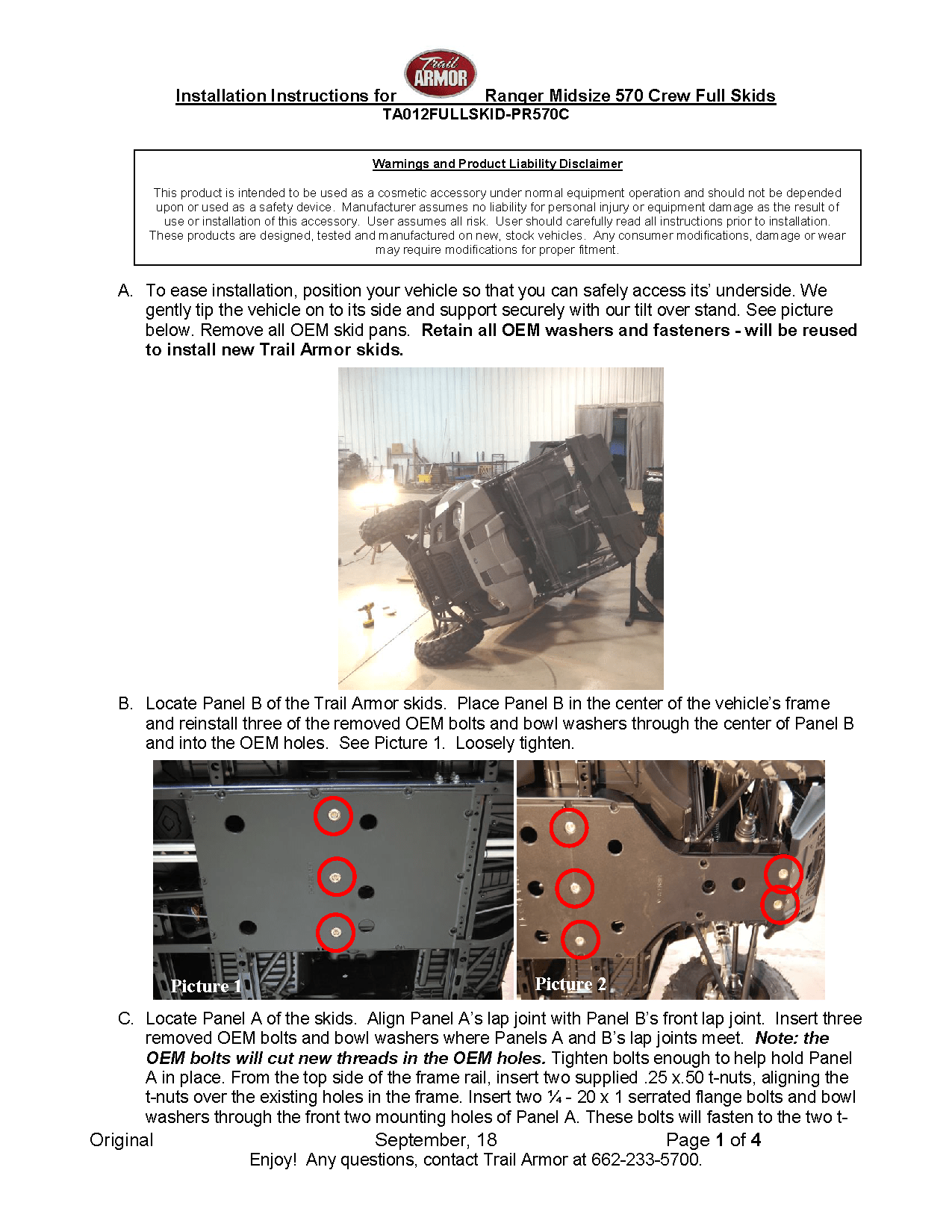 Trail Armor Full Skids for 2014-21 Ranger Midsize 570 Crew