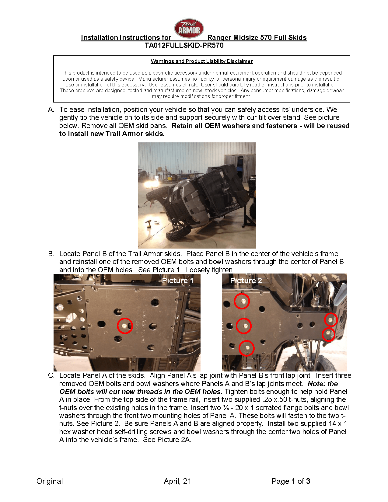 Trail Armor Full Skids for 2014-22 Polaris Ranger Midsize 570 / Ranger Midsize 500
