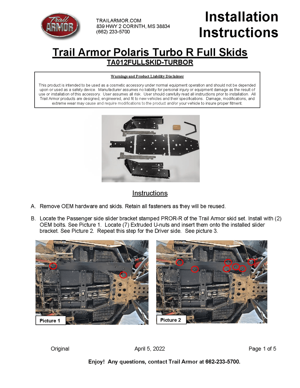 Trail Armor Full Skid Plate for Polaris RZR Turbo R