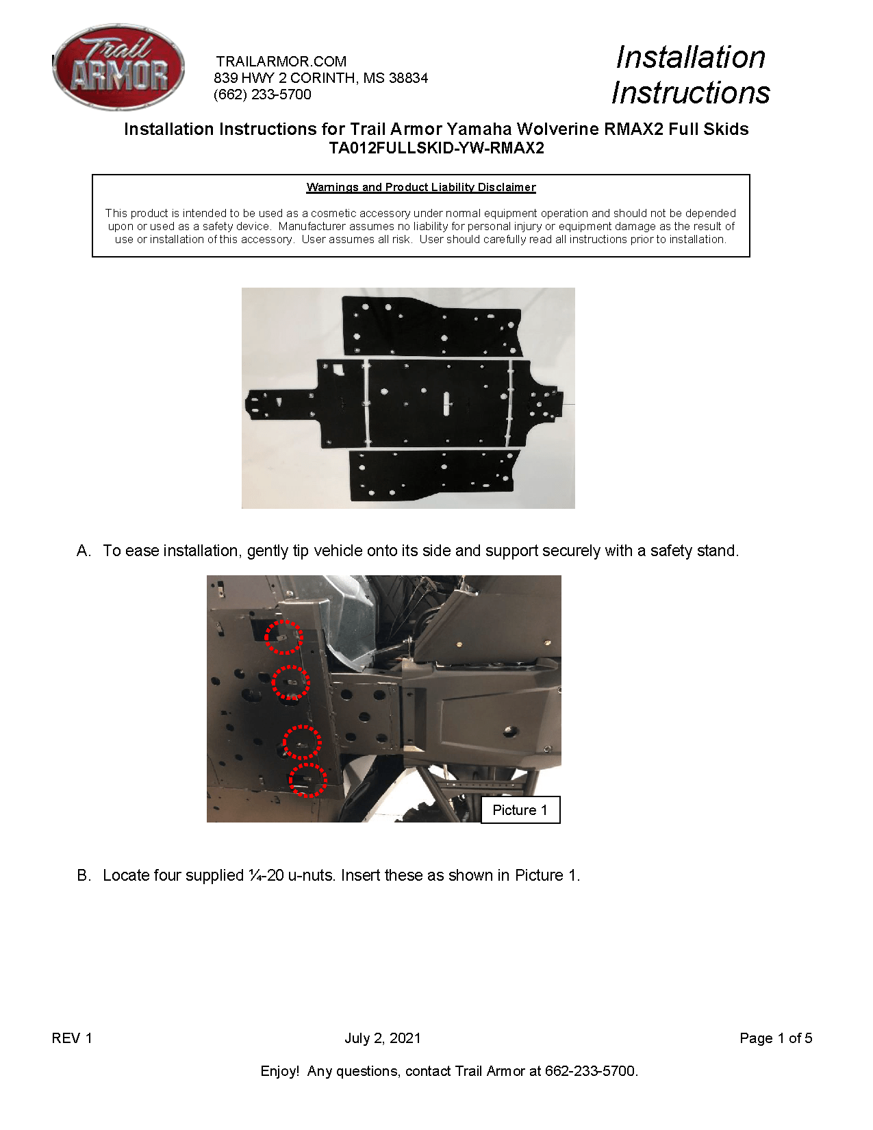 Trail Armor Sport Full Skids for 2021-22 Yamaha Wolverine RMAX2 Model
