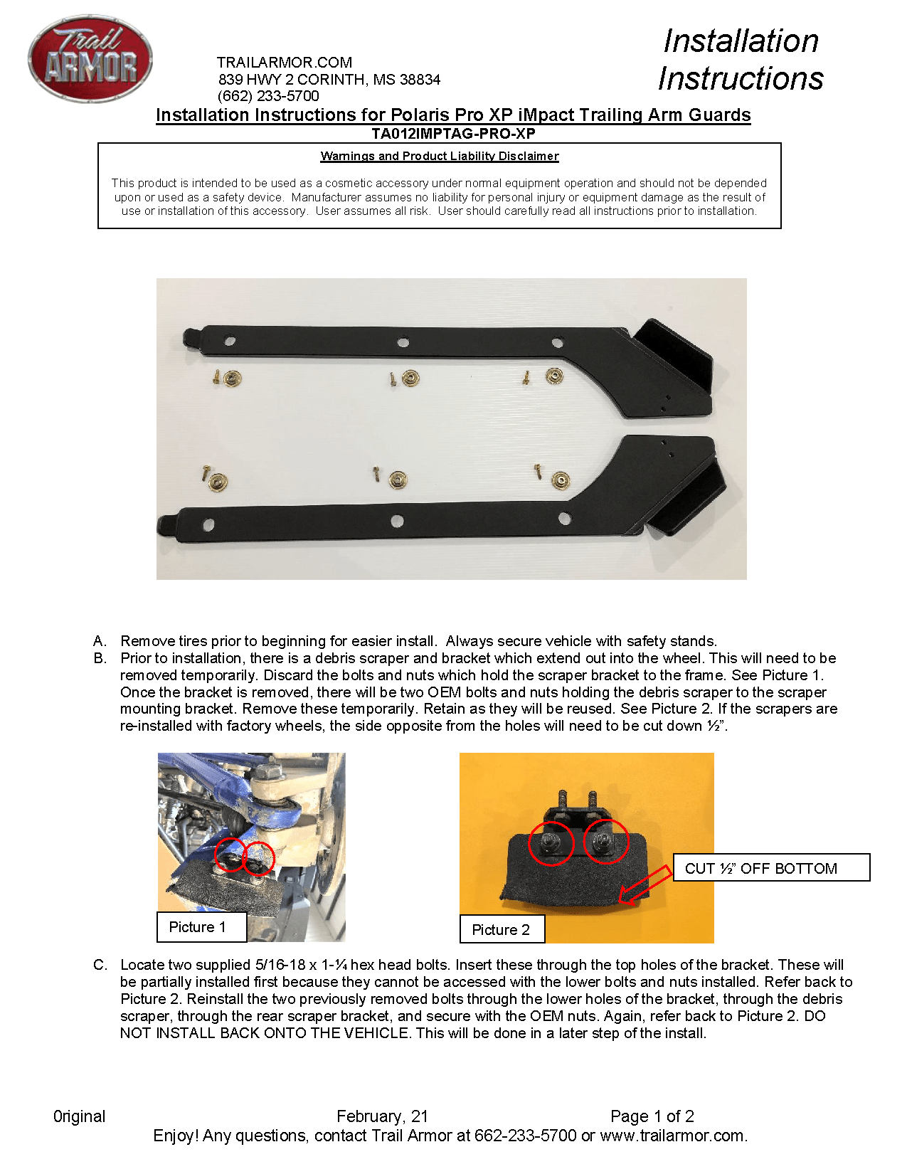 Trail Armor iMpact Trailing Arm Guards for Polaris RZR Pro XP