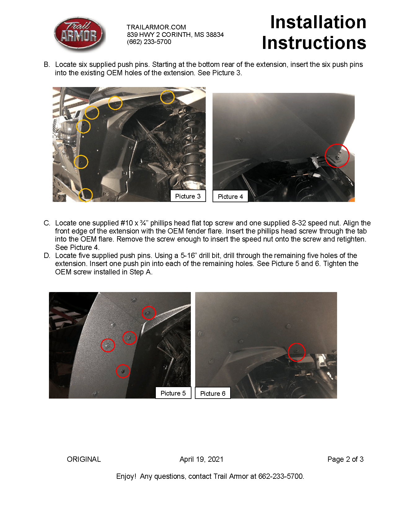 Trail Armor Mud Flap Fender Extensions for 2021-22 Can-Am Commander XT / DPS / Max