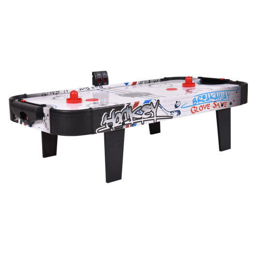 42 Inch Air Powered Hockey Table Top Scoring 2 Pushers - Color: White