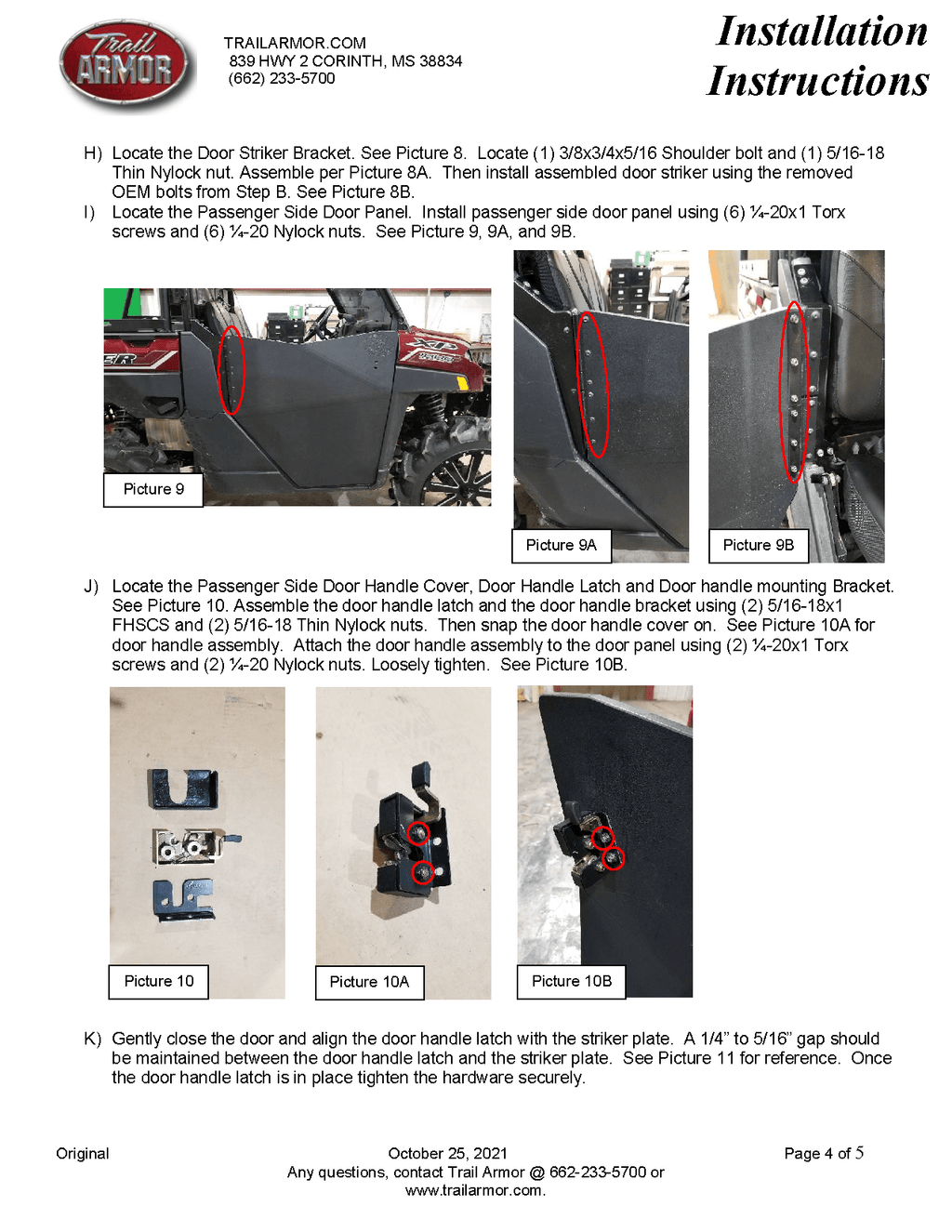 Trail Armor Half Doors for 2020-23 Ranger XP 1000