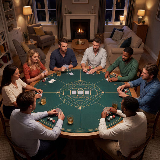 Round Poker Mat for Texas Hold'em 55 inch Portable Foldable Anti-Slip Rubber Base Table Layout-Green