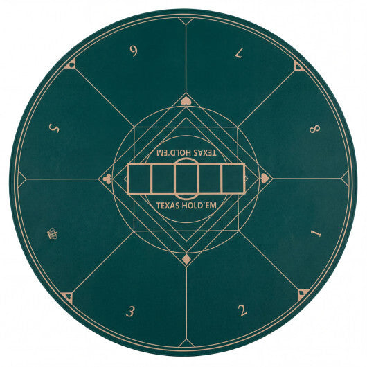 Round Poker Mat for Texas Hold'em 55 inch Portable Foldable Anti-Slip Rubber Base Table Layout-Green