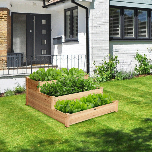 Costway 3 Tier Elevated Wooden Vegetable Garden Bed