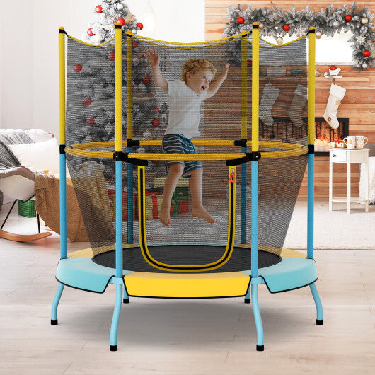 Costway 48 Inch Toddler Trampoline with Safety Enclosure Net-Yellow