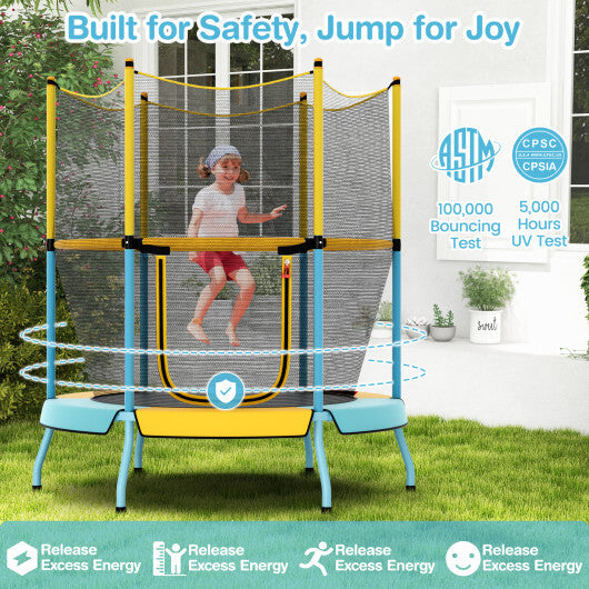 Costway 48 Inch Toddler Trampoline with Safety Enclosure Net-Yellow
