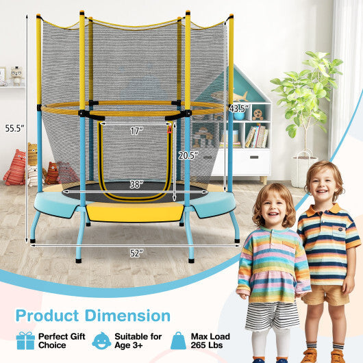 Costway 48 Inch Toddler Trampoline with Safety Enclosure Net-Yellow