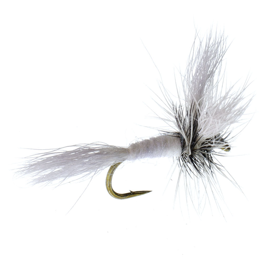 Barbless White Wulff Classic Hair Wing Dry Fly - 1 Dozen Flies Hook Size 14