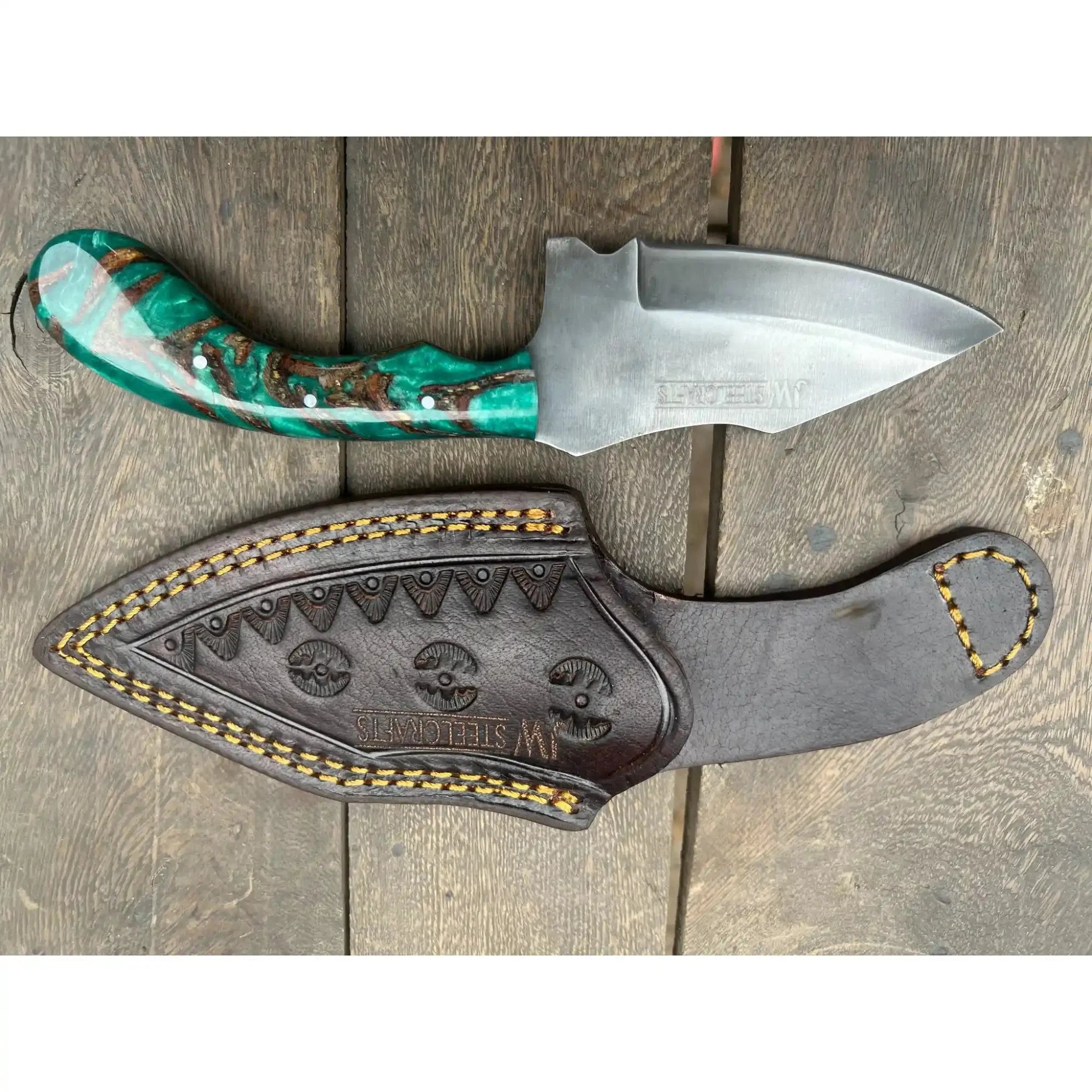 Acid Washed Stainless Steel Hunting Knife – Pinecone Handle | Outdoor & Camping Knife