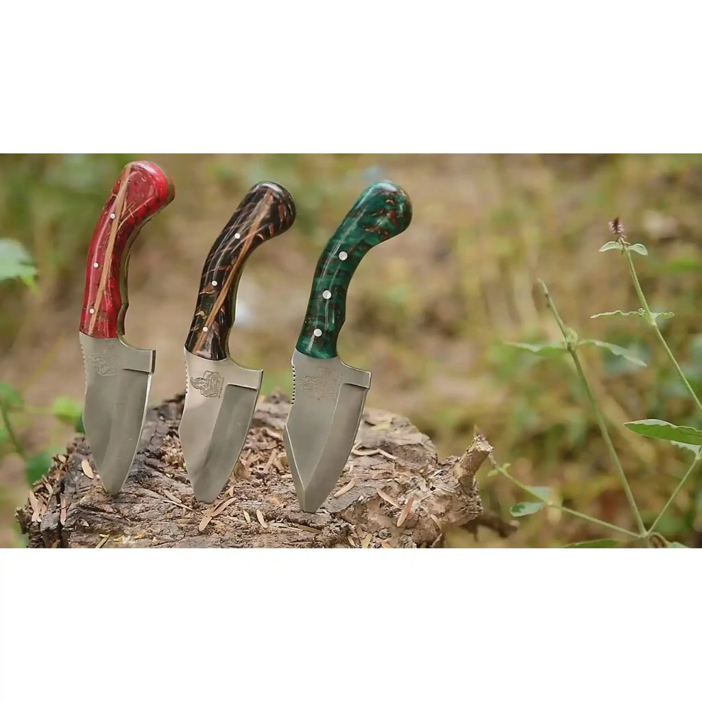 Acid Washed Stainless Steel Hunting Knife – Pinecone Handle | Outdoor & Camping Knife
