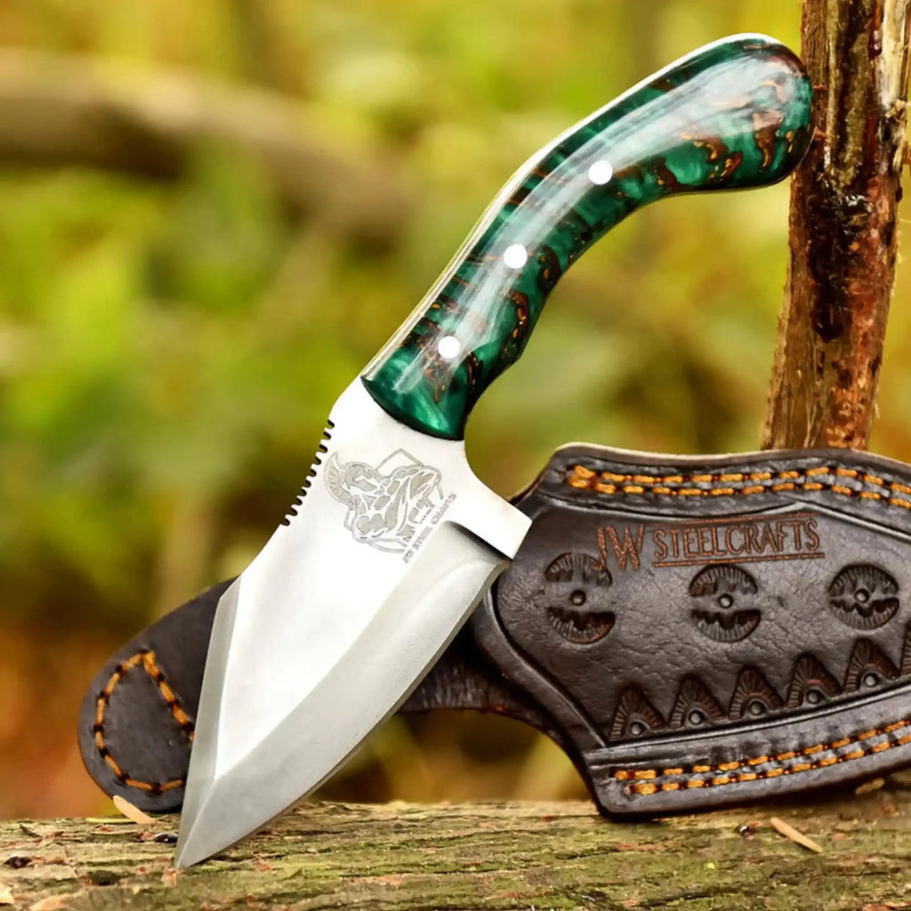 Acid Washed Stainless Steel Hunting Knife – Pinecone Handle | Outdoor & Camping Knife