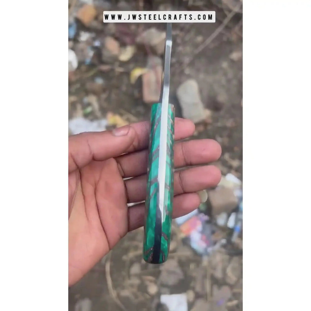 Acid Washed Stainless Steel Hunting Knife – Pinecone Handle | Outdoor & Camping Knife