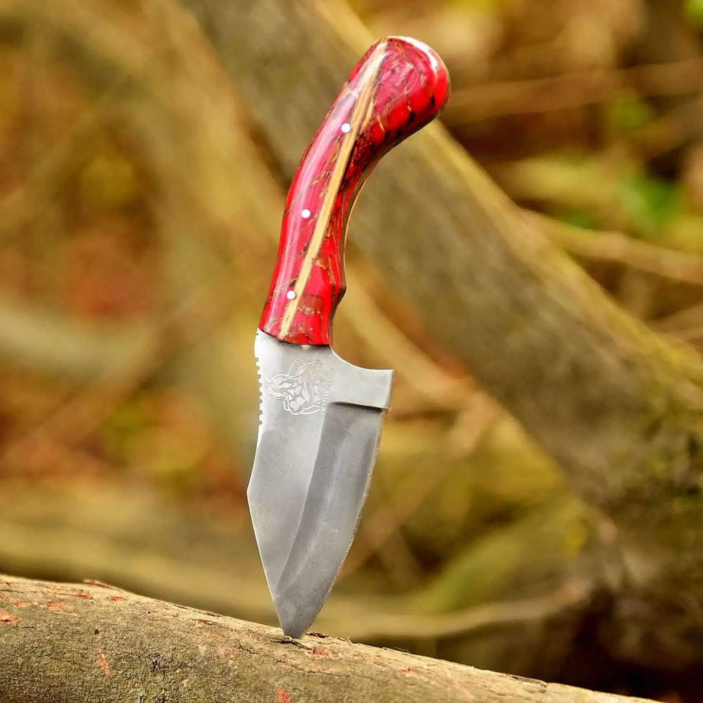 Acid Washed Stainless Steel Hunting Knife – Pinecone Handle | Outdoor & Camping Knife