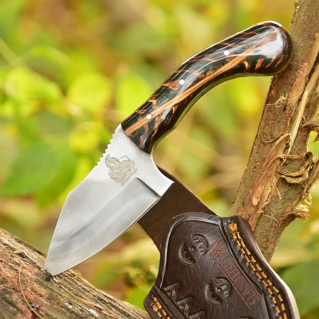 Acid Washed Stainless Steel Hunting Knife – Pinecone Handle | Outdoor & Camping Knife