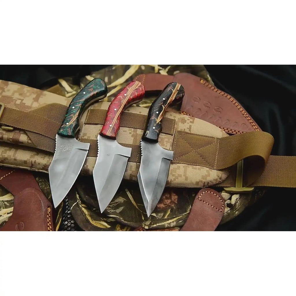 Acid Washed Stainless Steel Hunting Knife – Pinecone Handle | Outdoor & Camping Knife