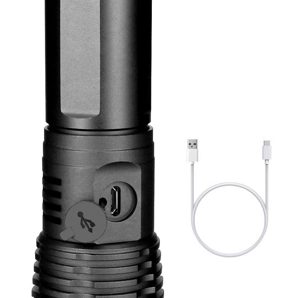 Adjustable Rechargeable Powerful Zoomable LED USB Flashlights High Lumens Powerful Tactical  Waterproof Super Bright  Flashlights Best For Camping Outdoor Hiking Running Riding
