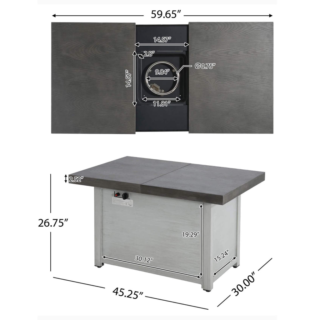 Alora Premium 50K BTU Rectangle Outdoor Aluminum Fire Pit Table (SAK70248)