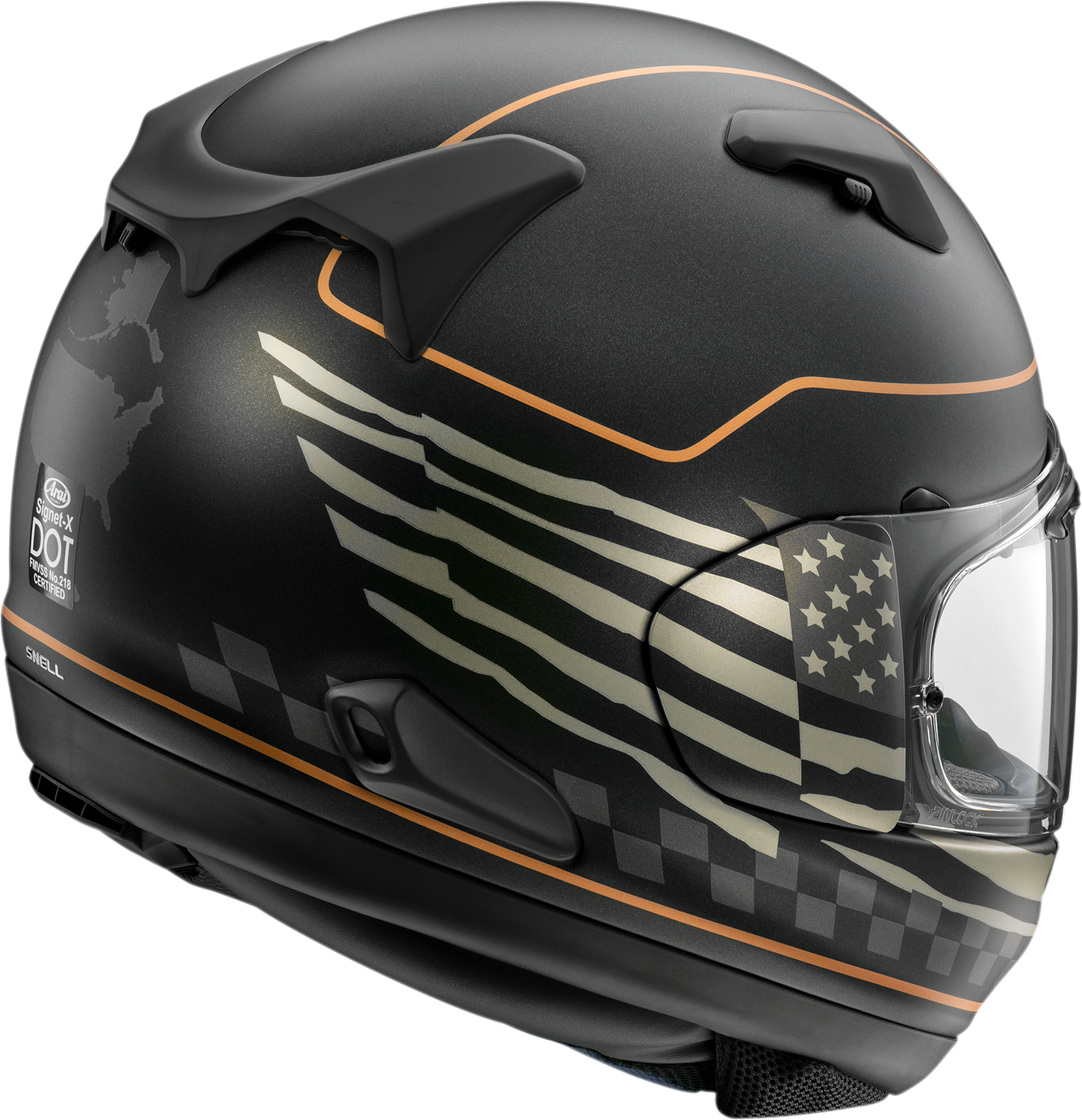 ARAI HELMETS, ARAI HELMETS Signet-X US Flag Black Frost Helmet - Narrow Fit with VAS Shield System