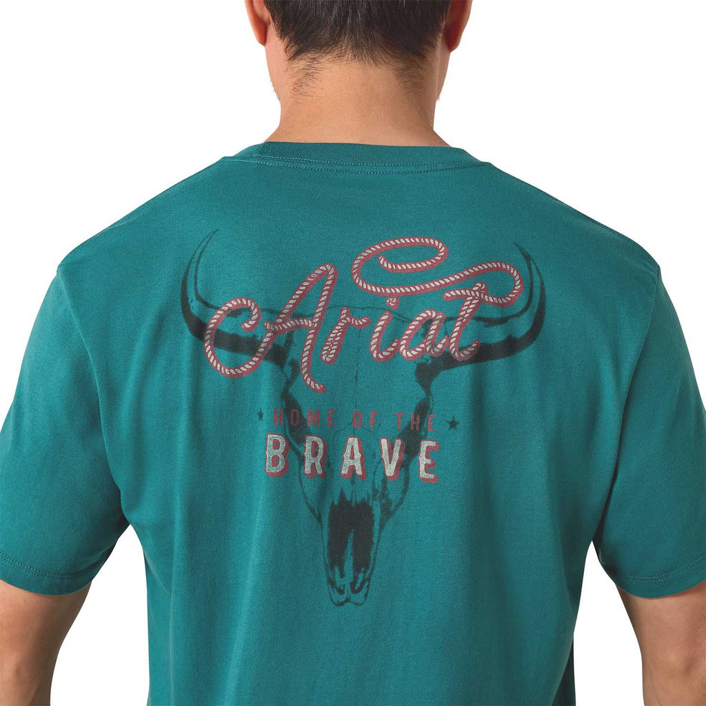 Ariat Mens Short Sleeve Shirt, Cattle Skull Freedom Western Graphic Tee