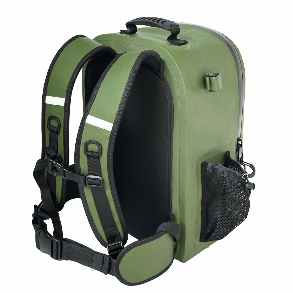 27QT Waterproof Fishing Backpack with Rod Holder