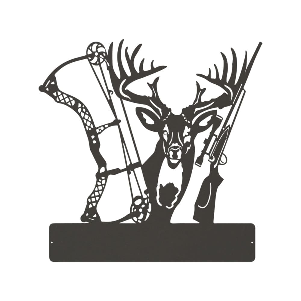 Metal Hunting Sign - Rustic Born to Hunt Monogram With Buck Silhouette