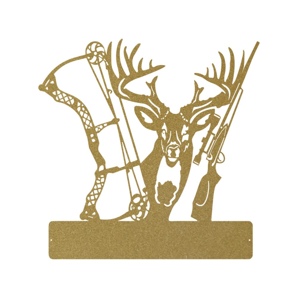 Metal Hunting Sign - Rustic Born to Hunt Monogram With Buck Silhouette