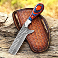Bull Cutter Knife Damascus Blade Cowboy Knife 8 Inch