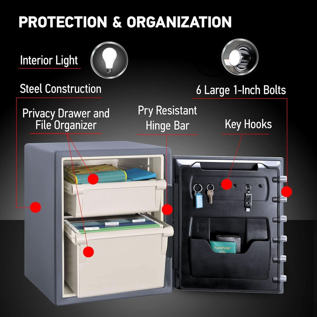 Gray Steel Safe With Digital Keypad Lock For Home Use