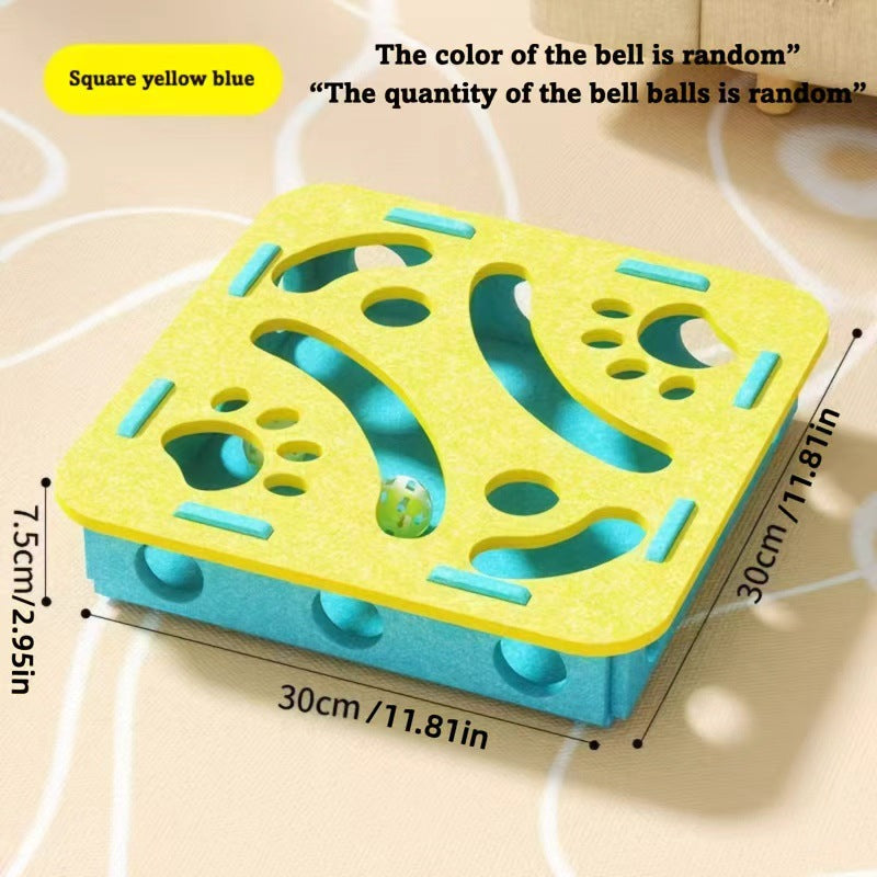 Interactive Cat Puzzle Toy With Maze Tunnel, Bell Ball & Pathways - No Batteries Needed, Durable Felt Construction - Mental Stimulation & Hunting Exercise For Indoor Cats - Pet Exercise Toy For All Br