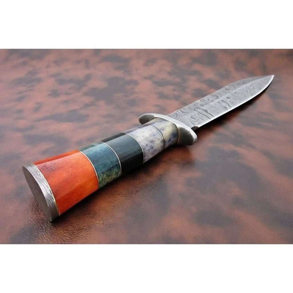 California Clip Point Bowie Knife, Hand Forged Damascus Steel Blade, Stacked Handle Custom Bowie, Handmade Knife JW SteelCrafts