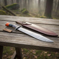 California Clip Point Bowie Knife, Hand Forged Damascus Steel Blade, Stacked Handle Custom Bowie, Handmade Knife JW SteelCrafts