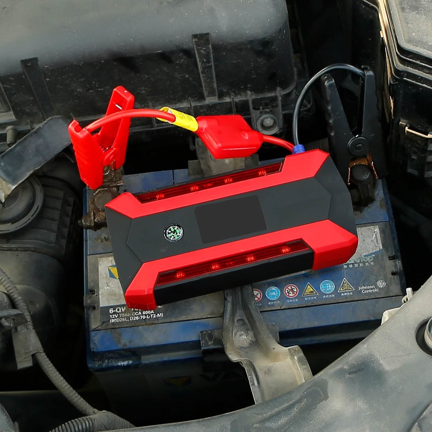 Car Jump Starter Booster with LCD Screen 4 Modes LED Flashlight
