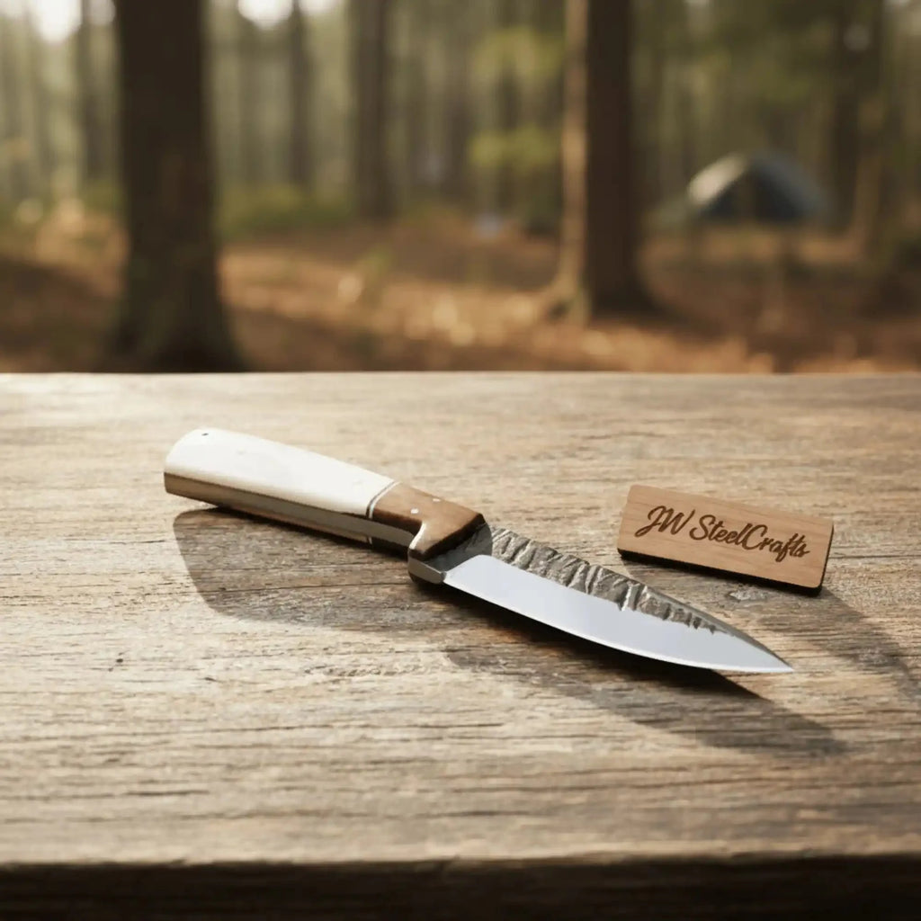 Carbon Steel Drop Point Knife Bone and Rosewood Handle 7 Inch