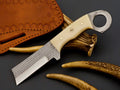 Custom Handmade Cowboy Castrator Knife – Rasp Tool Steel Blade with Bone Handle