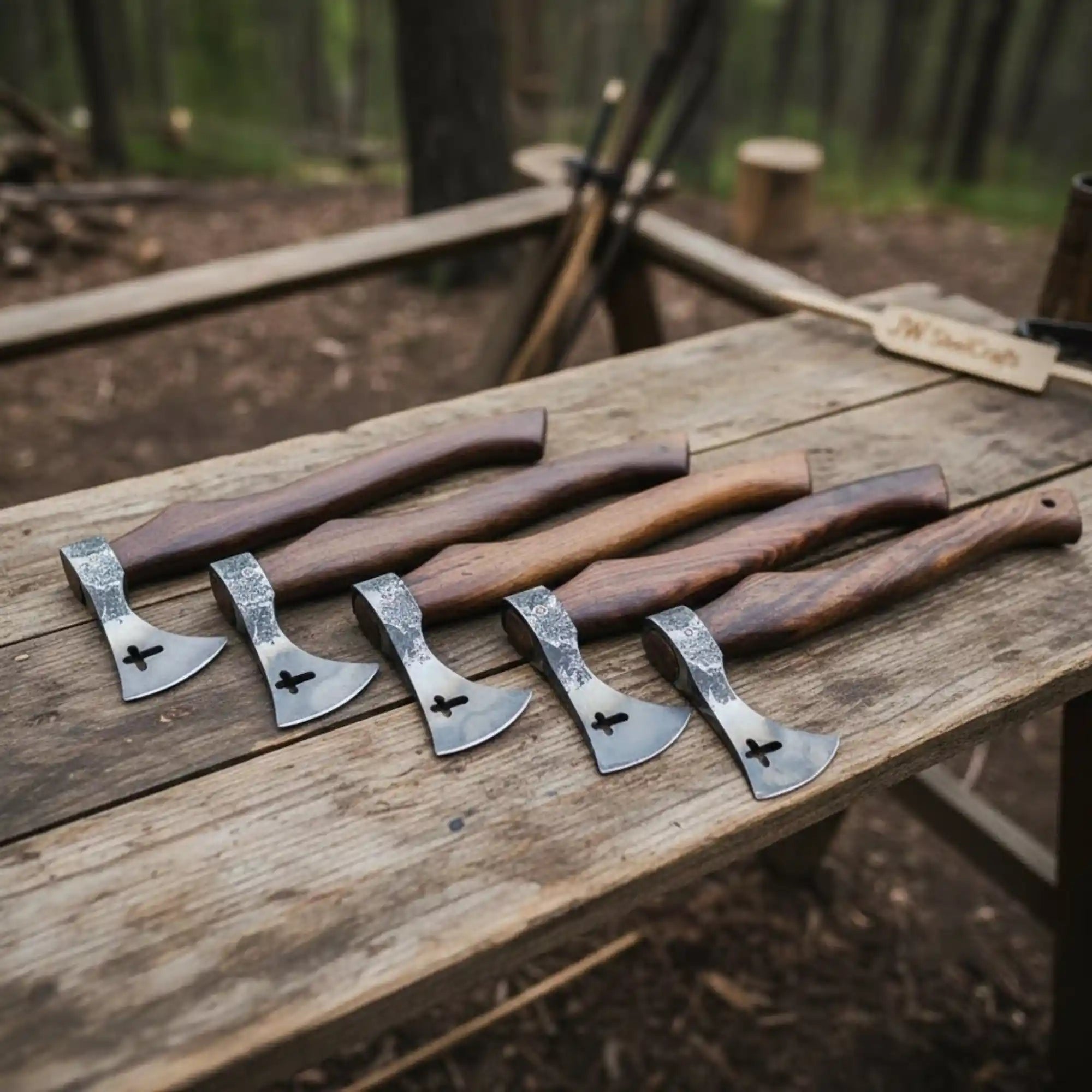 Compact Bearded Utility Hatchets with Decorative Cutout