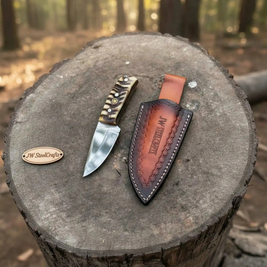 Compact Outdoor Knife – Stainless Steel Blade | Ram Horn or Wengi Wood Handle | JW SteelCrafts