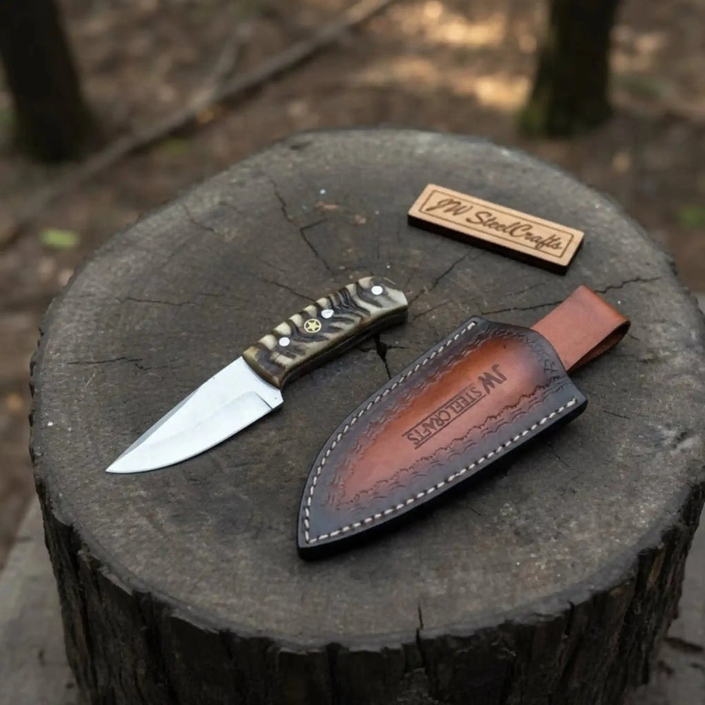 Compact Outdoor Knife – Stainless Steel Blade | Ram Horn or Wengi Wood Handle | JW SteelCrafts