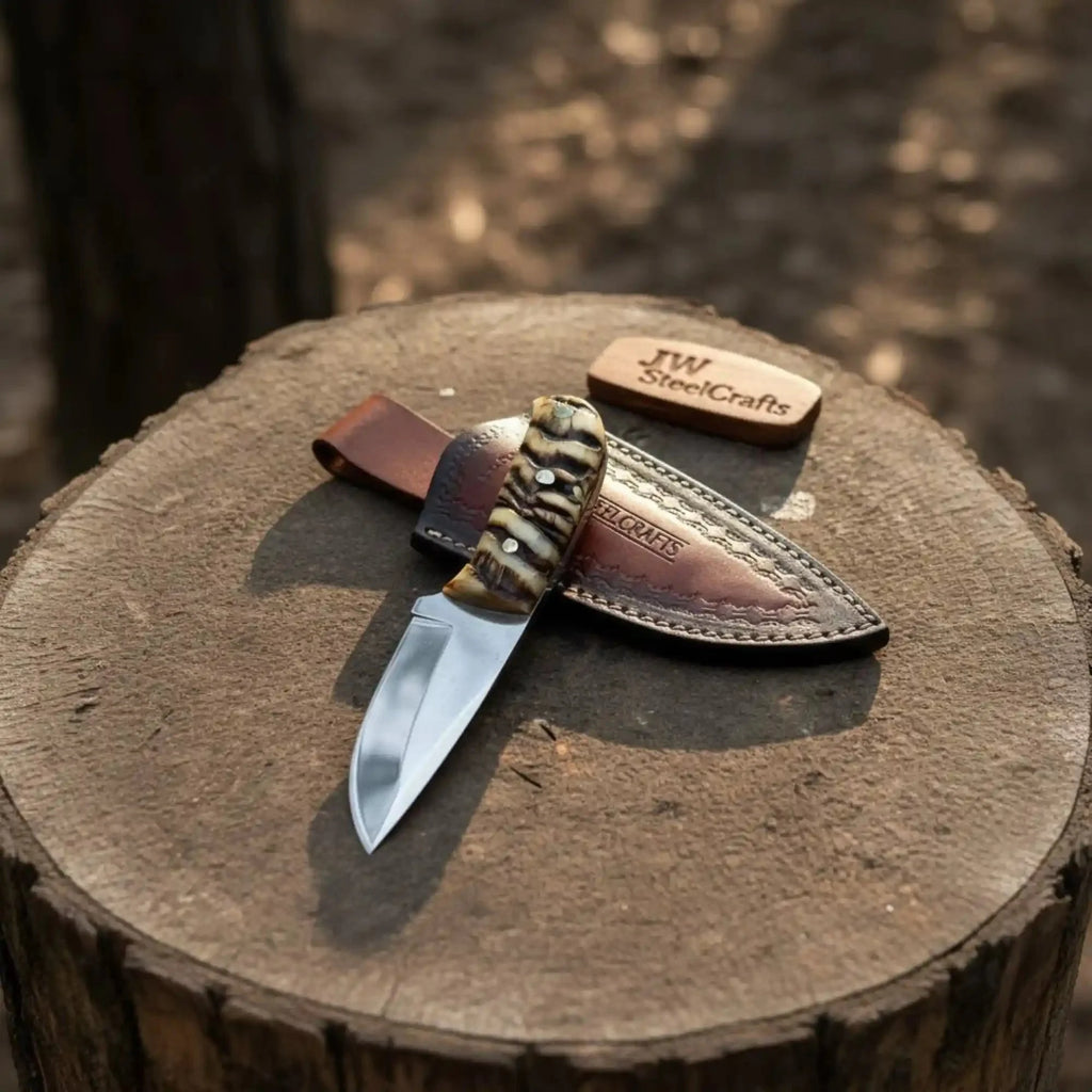 Compact Outdoor Knife – Stainless Steel Blade | Ram Horn or Wengi Wood Handle | JW SteelCrafts