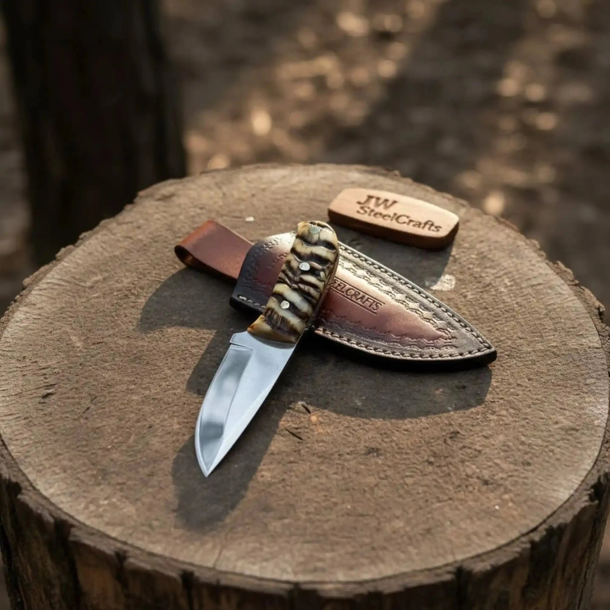 Compact Outdoor Knife – Stainless Steel Blade | Ram Horn or Wengi Wood Handle | JW SteelCrafts